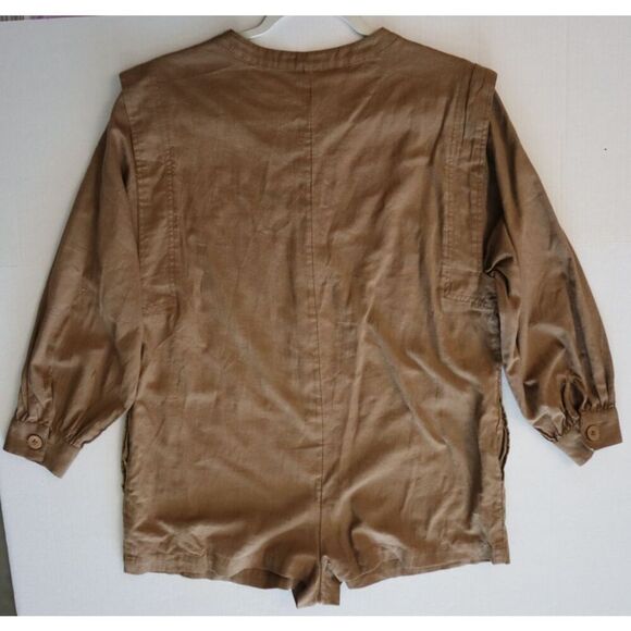 Free People OB1910445 Women's Sz XS Brown Leyla L/S Linen Blend Romper - Picture 10 of 11